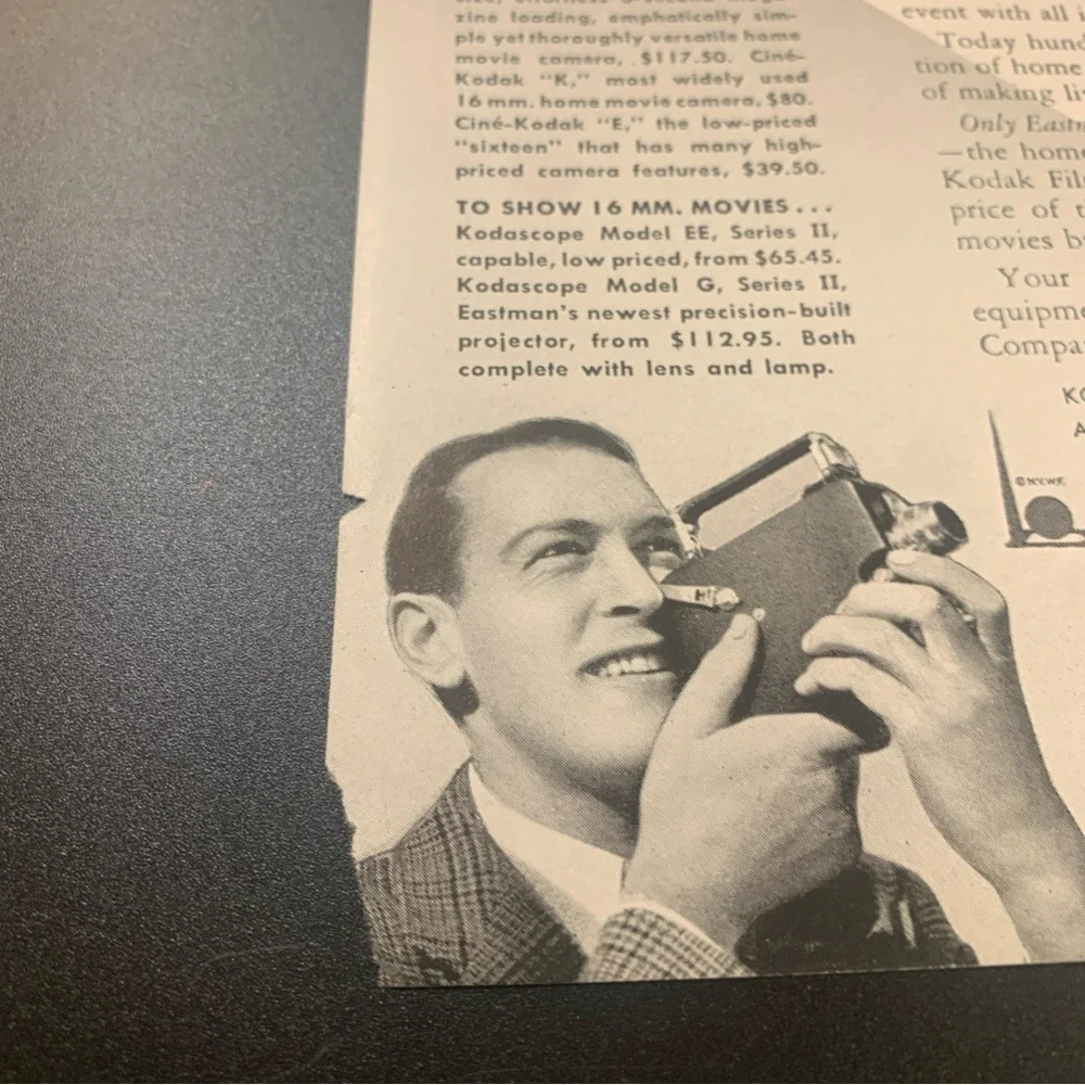 Vintage 1940 Cine Kodak Life Is A Movie Ad Advertisment